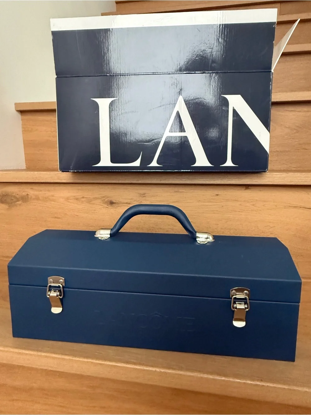 Lancome Navy Blue Makeup Train Case  Silver Hardware rare promo influencer item